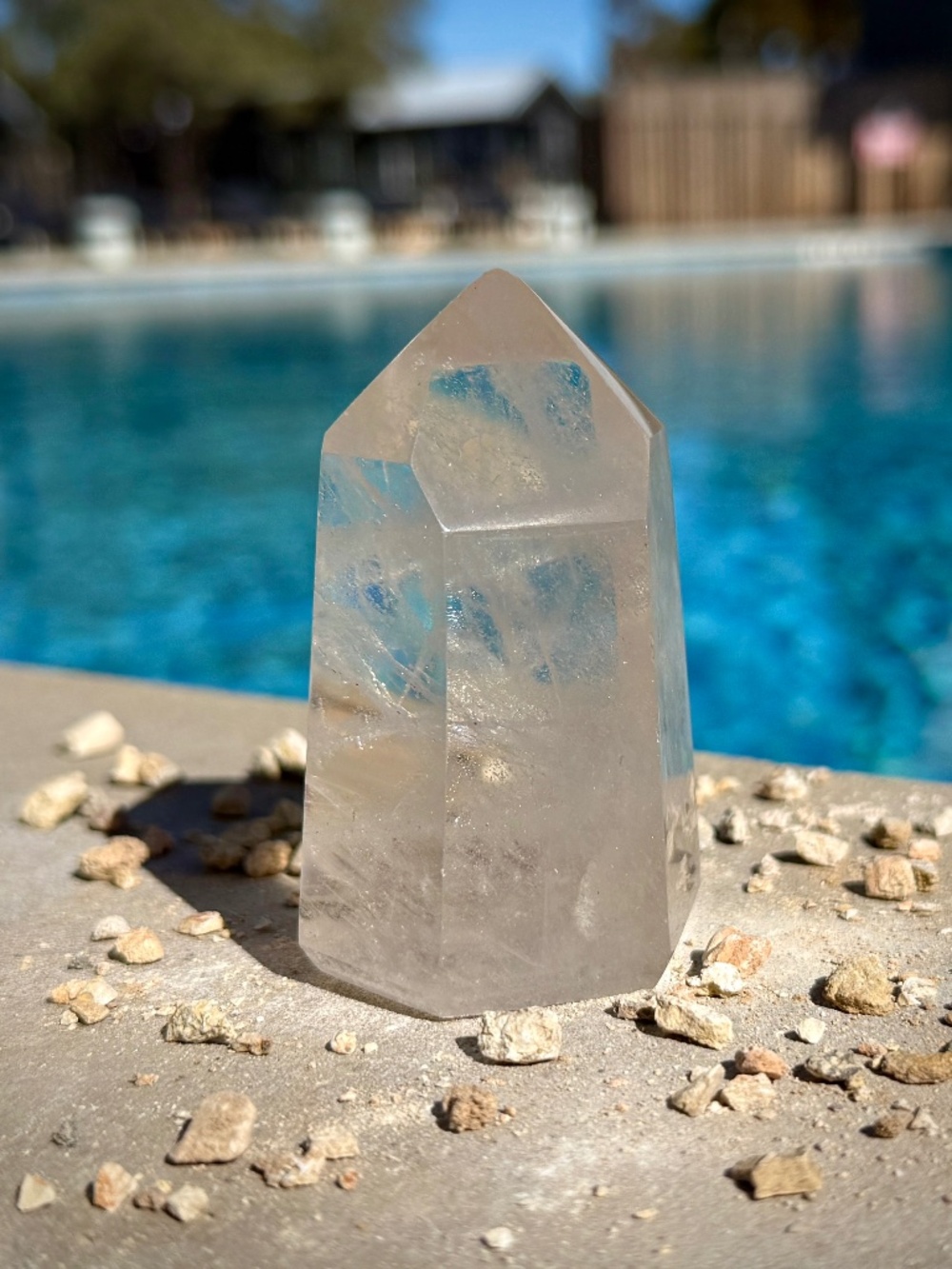 Brazilian Light Smoky Quartz Obelisk Tower/Sheer Light Brown Pointed Crystal